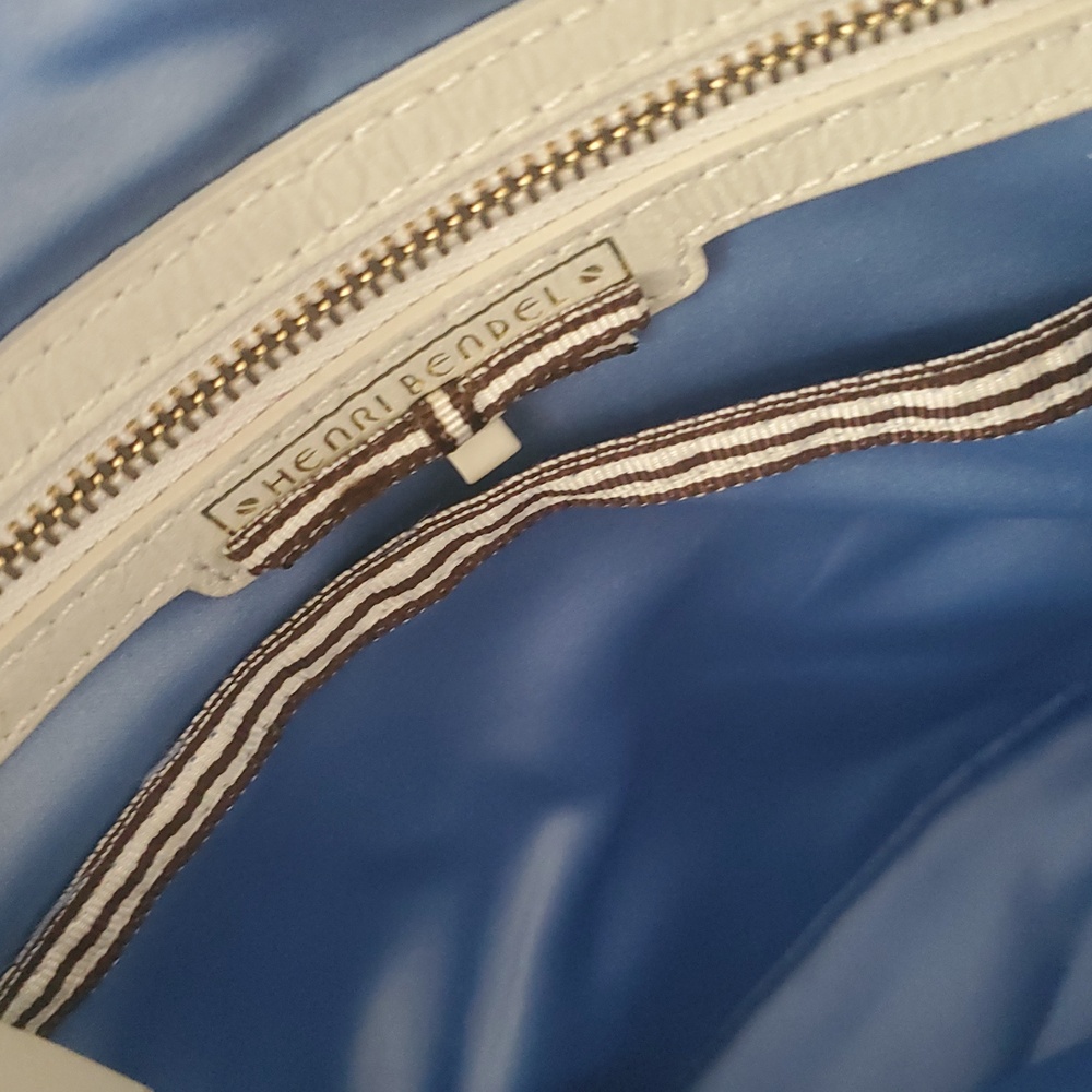 Henri Bendel Leather & Canvas Expandable Flap Messenger Crossbody Bag - Picture 14 of 16